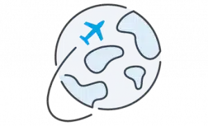 airplane flying around the earth