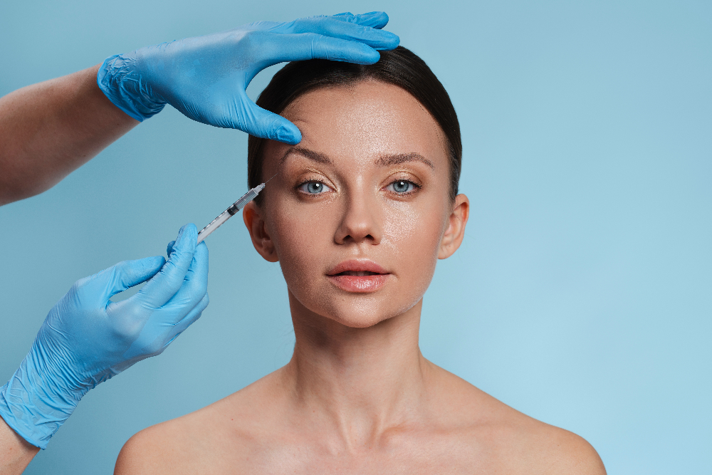 Woman during filler treatment