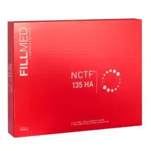 Red box labeled NCTF 135 HA skincare.
