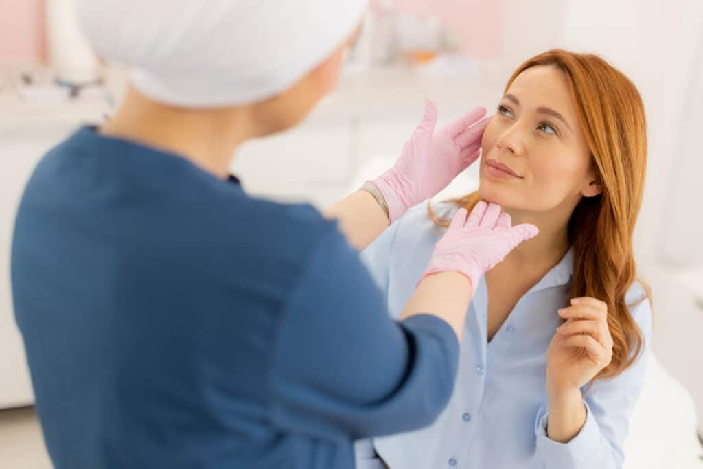 woman and doctor discussing popular teosyal fillers