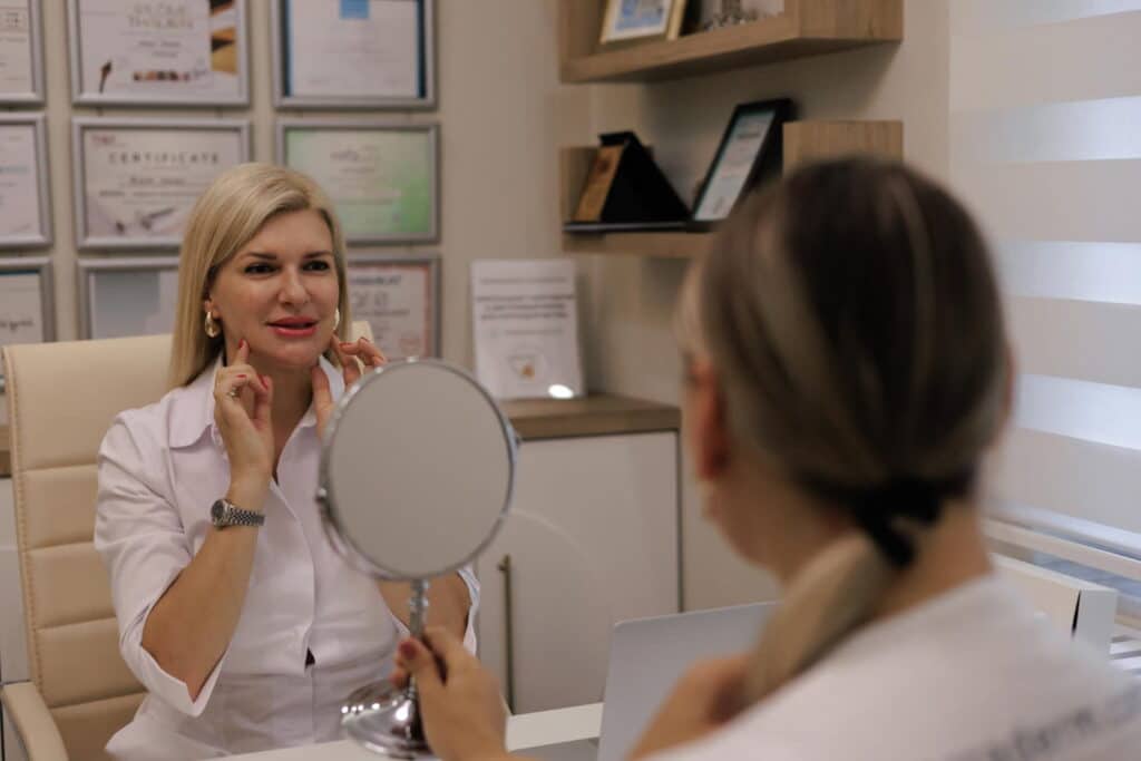 doctor explaining teosyal fillers treatment zones